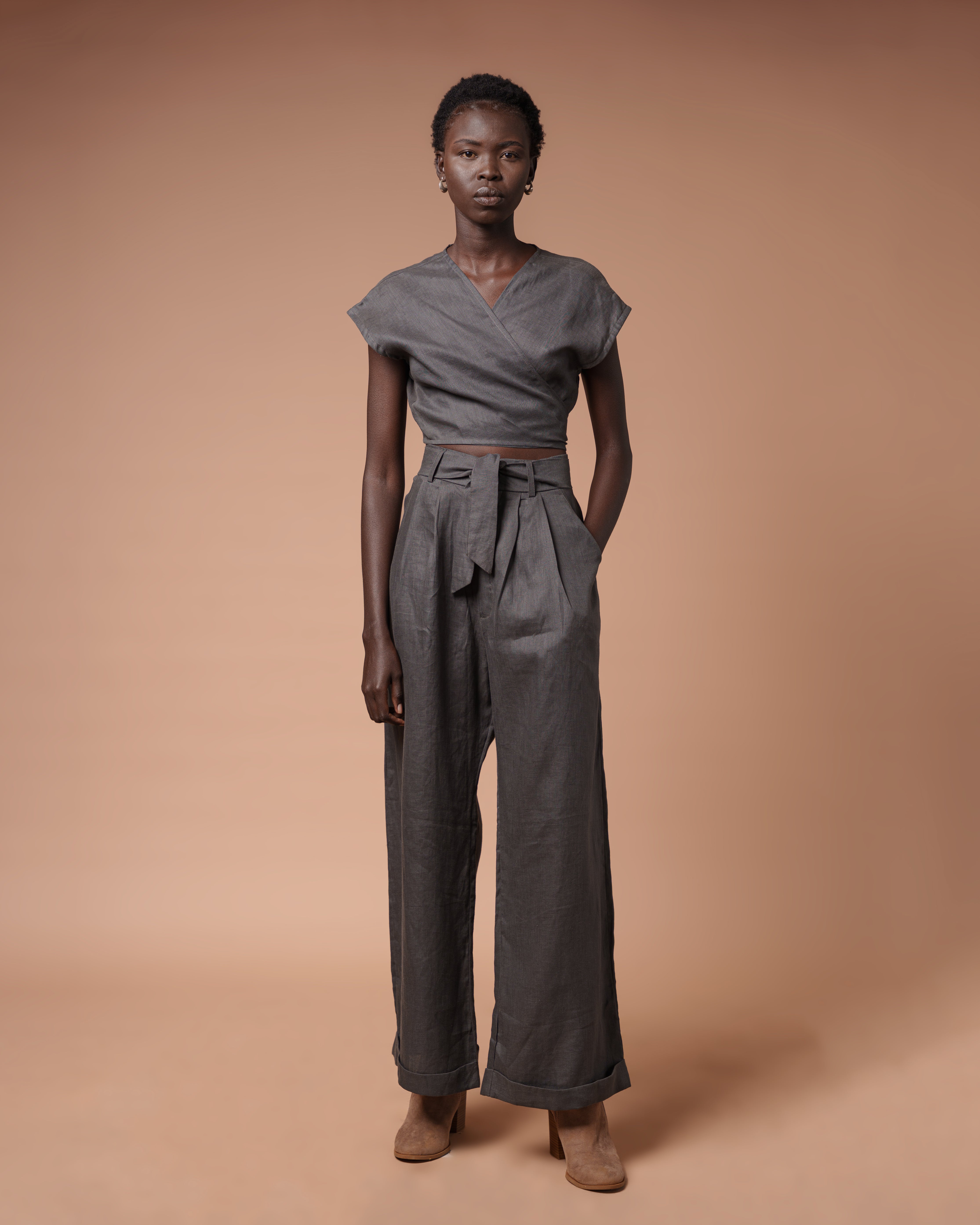 Linen Wrap Trouser High Waisted – Kapoeta by Ambica