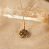 Elephant Eye Necklace Brass Carved